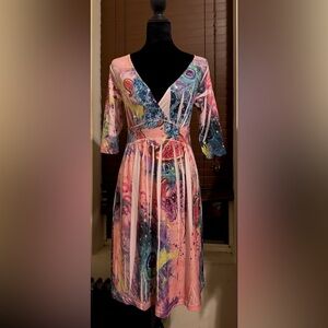 Y2K Watercolor Dress Wearable Art V-Neck